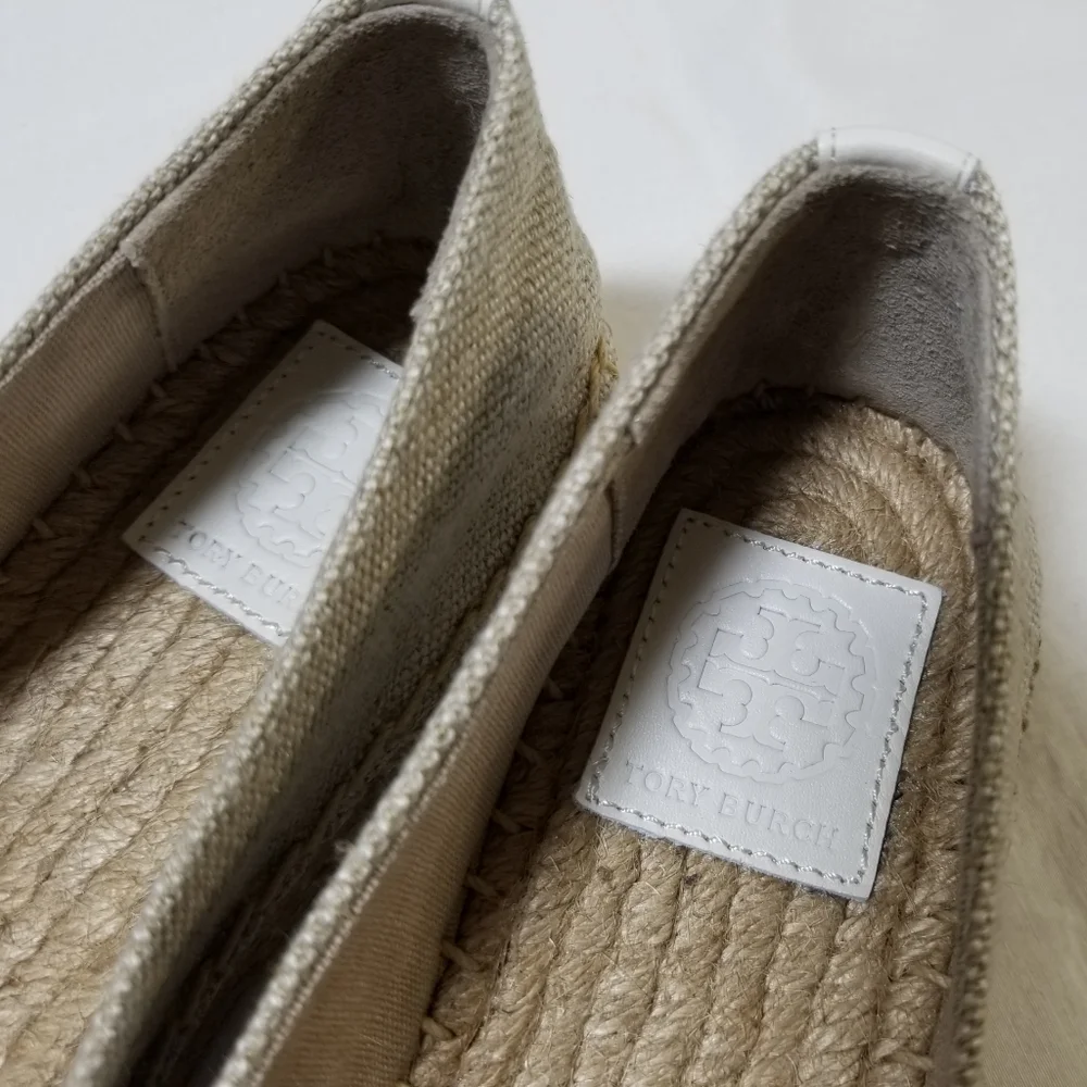 NIB Tory Burch‎ Lily Platform Espadrille Linen/Embroidery in Natural Size 9.5